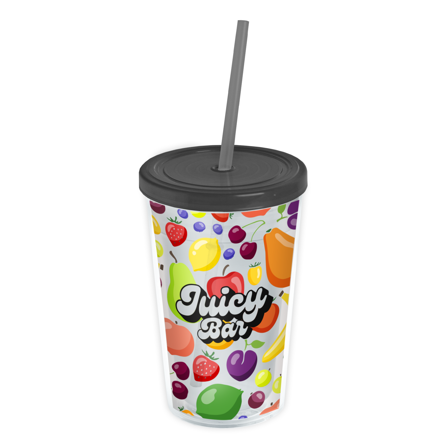 Transparent Tumbler with Straw Lid and Full-Color Insert - 16 oz.